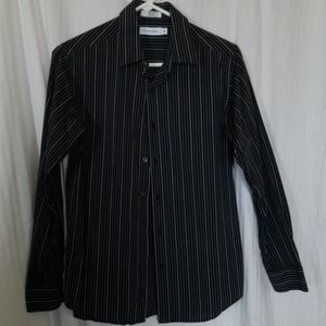 Black gray pinstripe teen shirt size 16 boys EUC